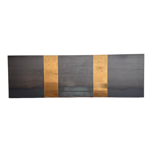 Ken Fulk Custom Long Wall-Mounted Zinc + Brass Headboard For Sale