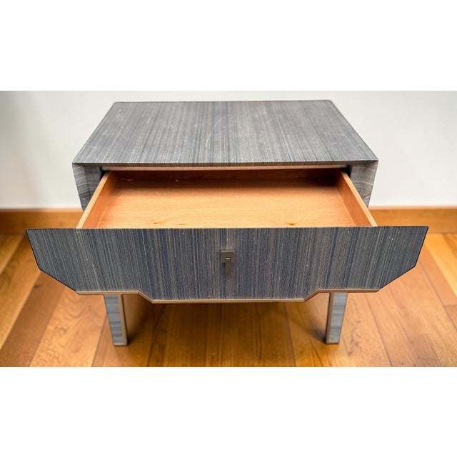 Villa & House Madeline Grasscloth Nightstand in Colonial Blue Shimmer For Sale - Image 11 of 11