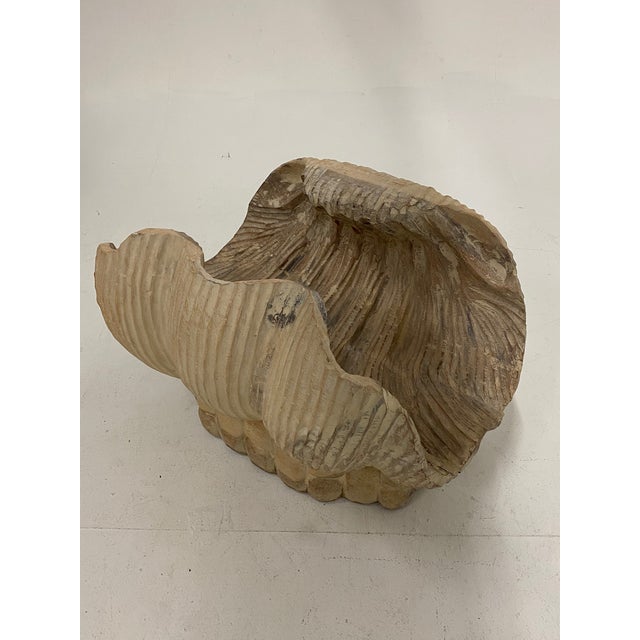 Italian Carved Wood Shell Base Coffee Table With Round Glass Top | Chairish