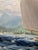 Blue Yacht Oil Painting Sailing Off Bora Bora Louis Macouillard 1913-1987 Gilt Frame For Sale - Image 8 of 15