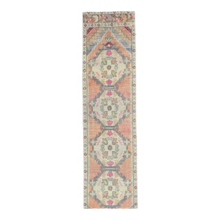 1970 Vintage Turkish Runner Rug, Hand Knotted Wool Hallway Runne For Sale