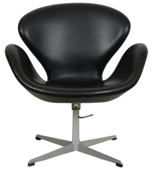 Vintage Height Adjustable Swan Chair in Black Leather by Arne Jacobsen, 1960s