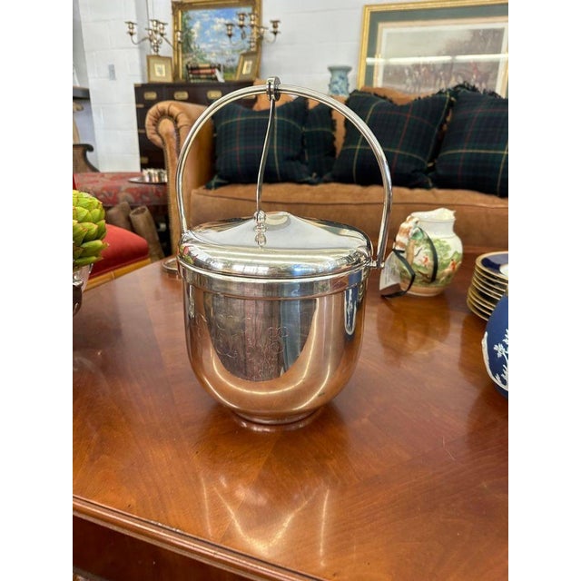 Vintage Sheffield Silverplate Lidded Ice Bucket With Pyrex Insert - From the Estate of Susie Hilfiger For Sale - Image 11 of 12