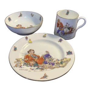 1930s Vintage Hammersley & Co. 3 Piece Plate, Bowl , & Tea Cup Child’s Set