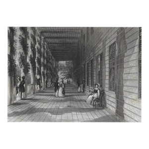 Piazza of Congress Hall in Saratoga Springs New York Engraving