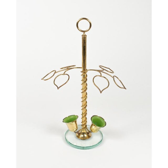 Mid-Century Modern Mid-Century Flower Umbrella Stand in Glass and Brass in the style of Cristal Arte, Italy, 1960s For Sale - Image 3 of 16