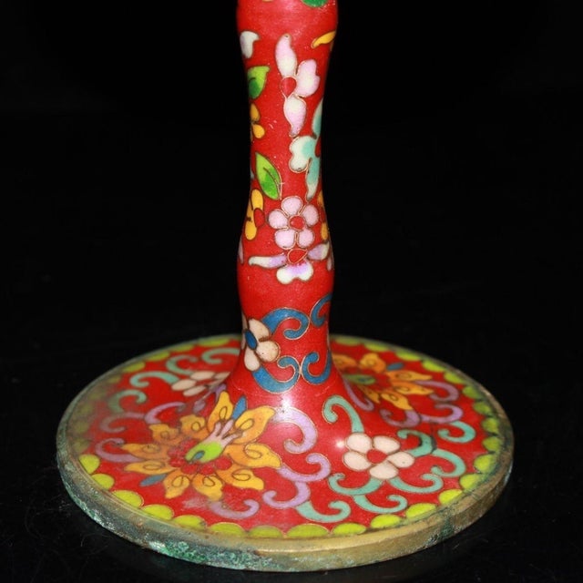 Red Late 19th Century Cloisonné Enamel Censer With Mountain Lid, 990g For Sale - Image 8 of 9