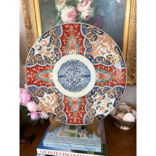 Antique Japanese Imari Charger Plate | Meiji Period Porcelain, Hand-Painted Floral Scenes For Sale - Image 4 of 6