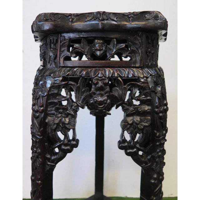 Vintage Chinese Carved Teak Pedestal For Sale - Image 10 of 12
