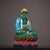 This beautiful seated Shakyamuni Buddha sculpture is handcrafted from translucent liuli colored glass, finished with...