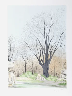 Francis Saillart Etching - Paysage Aux Arbres