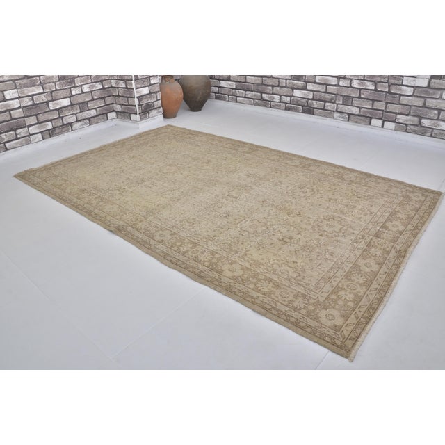 Beige Handknotted Anatolian Vintage Carpet For Sale - Image 9 of 10