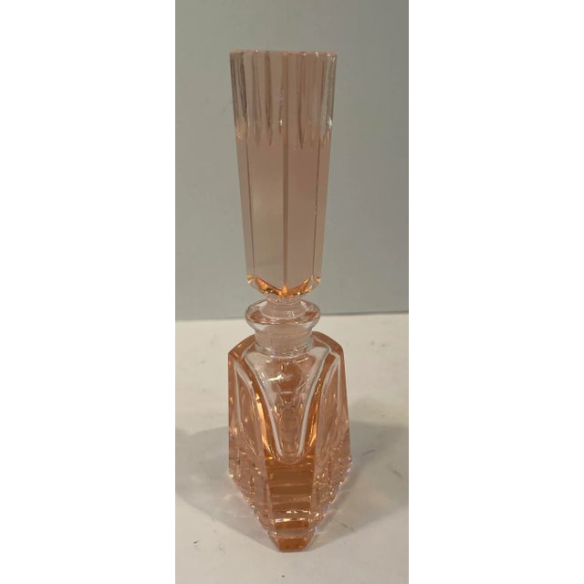 Mid 20th Century Vintage Pink Crystal Perfume Bottle With Stopper For Sale - Image 5 of 7