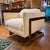 Circa 1978 lounge chair by Milo Baughman for Thayer Coggin in rare brass finished metal with off white cotton velvet...