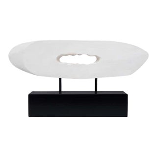 Abstract White Painted Wood Sculpture by Charles Fultz For Sale