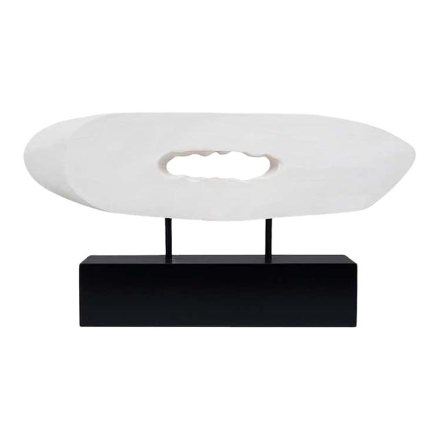 Abstract White Painted Wood Sculpture by Charles Fultz For Sale