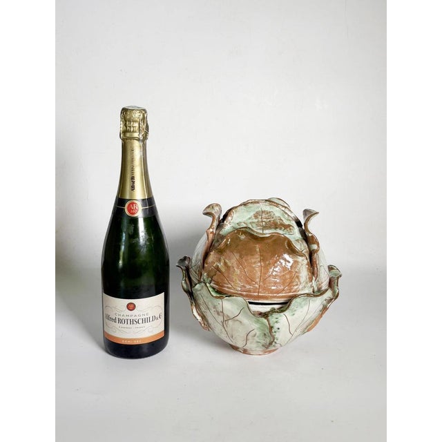 20th Century Glazed Ceramic Tureen in the Shape of a Cabbage, France For Sale - Image 4 of 13