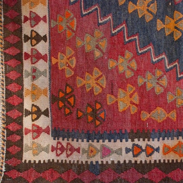 Persian Early 20th Century Varamin Kilim Carpet Runner For Sale - Image 3 of 4