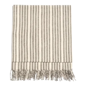 Mexchic Marfa Virgin Wool Traditional Mexican Blanket - Cream/Grey