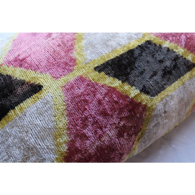 Contemporary Multi Color Handmade Velvet Ikat Pillow For Sale - Image 4 of 13