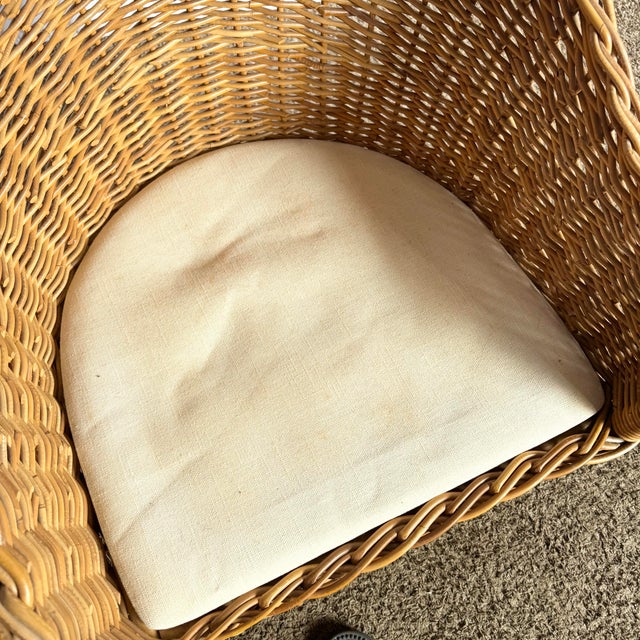 Boho Chic Woven Wicker Lounge Chair For Sale - Image 9 of 9