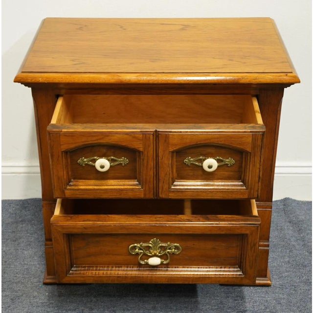 Late 20th Century Thomasville Memoirs Collection Rustic Country Style 26" Two Drawer Nightstand 23511-810 For Sale - Image 5 of 13