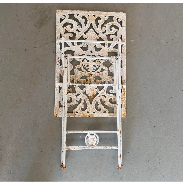 Mid 20th Century Mid 20th Century Shabby Chic Ornate Folding Metal Side Table For Sale - Image 5 of 6