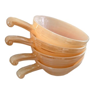 Vintage Fire King Peach Lusterware Bowls With Handles - Set of 4 For Sale