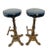 Victorian 1930s Calorator Cast Iron Bar Stools Barley Twist Footrest Swivel Seat Set of Two For Sale - Image 3 of 14