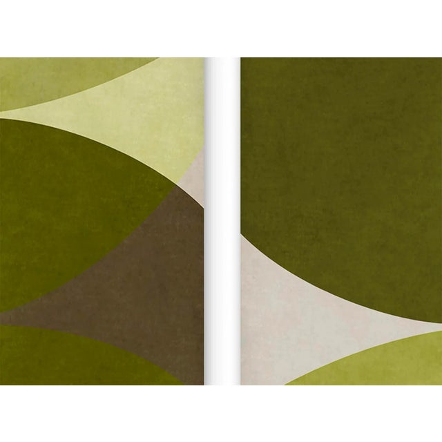 Mid-Century Modern Avocado Art Mid-Century Modern Diptych "55x40" For Sale - Image 3 of 5