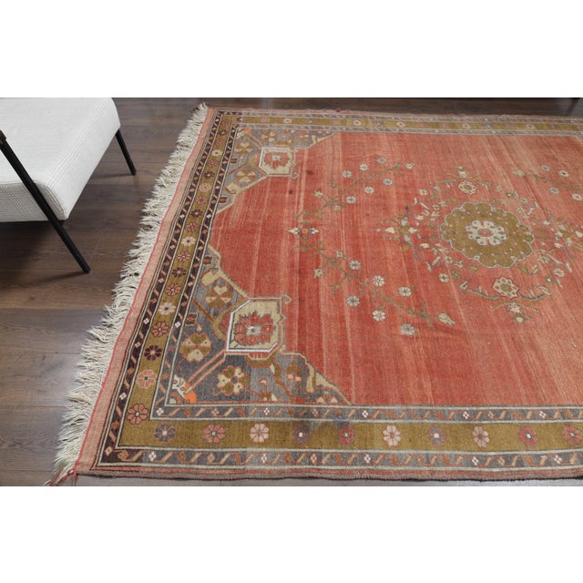 Textile 1970s Vintage Persian Handmade Wool Cotton Red Area Rug For Sale - Image 7 of 11
