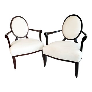 1990s Barbara Barry for Baker Oval X-Back Armchairs- a Pair For Sale