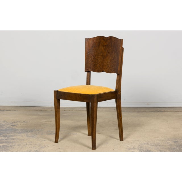 Wood Pair of 1930s French Art Deco Mustache-Back Oak and Walnut Side Accent Chairs For Sale - Image 7 of 18