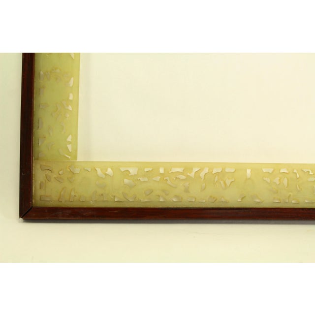 Late 19th Century 19th Century Large Pale Green Nephrite Jade & Rosewood Chinese Carved Frame For Sale - Image 5 of 13