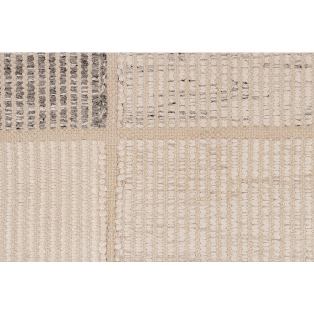 Scandinavian Style Kilim in Beige, Gray High-low Geometry by Rug & Kilim 12x15 For Sale In New York - Image 6 of 7