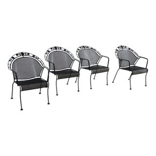 Set of 4 Mid-Century Modern Salterini Curve Back Outdoor Arm Chairs B For Sale