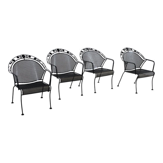 Set of 4 Mid-Century Modern Salterini Curve Back Outdoor Arm Chairs B, Attributed For Sale
