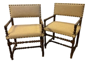 French Barley Twist Chairs, Pair