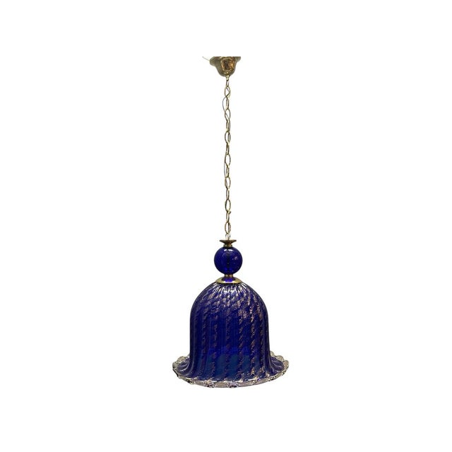 Murano Cobalt Blue Glass Pendant Light, Italy, 1980s For Sale - Image 13 of 13