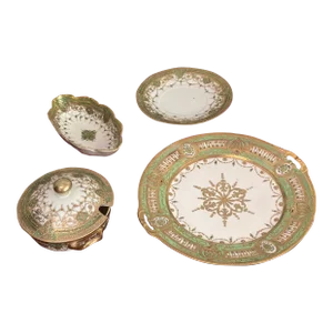 1970s Decorative Serving Dishes With Gold Accents- Set of 4