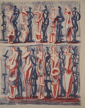 Henry Moore, Figures and Shadows, 1951, Original Lithograph