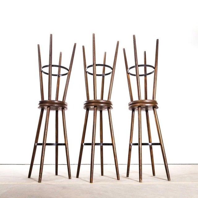 Bar Stools with Metal Ring, 1960s, Set of 6 For Sale - Image 6 of 11