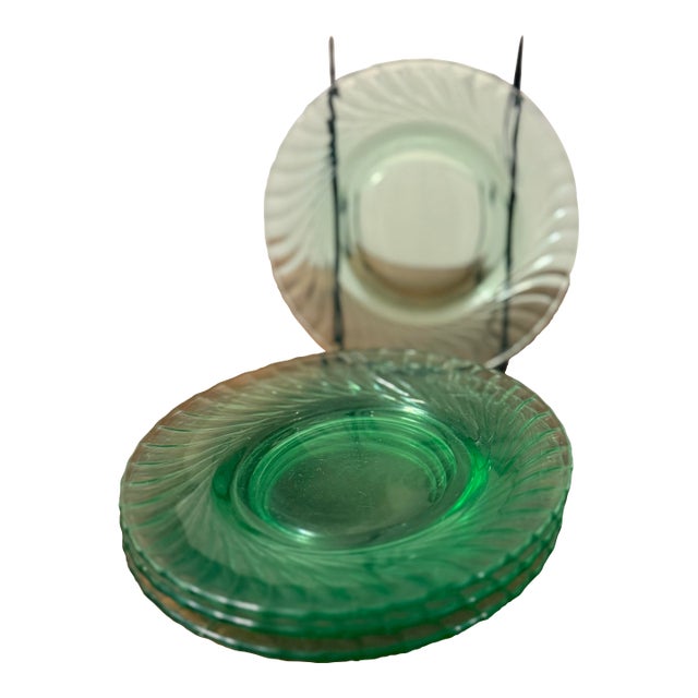 Early 20th Century Duncan & Miller Spiral Flutes Saucers - Set of 4 For Sale