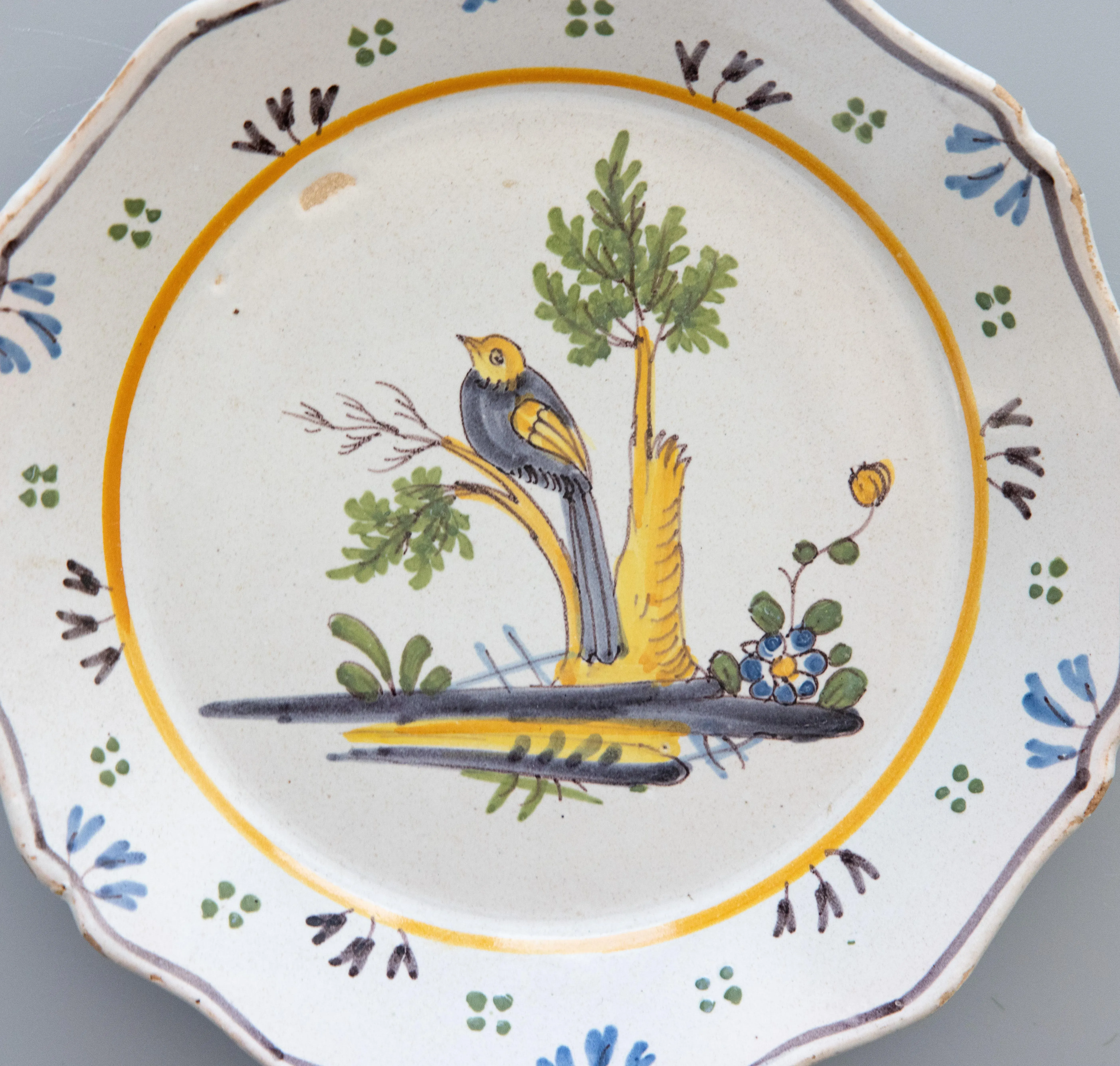 18th Century French Nevers Polychrome Tin-Glazed Faïence Bird