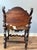 Wood Antique Renaissance Revival Carved Walnut Throne Chair, Cowhide Seat For Sale - Image 7 of 17