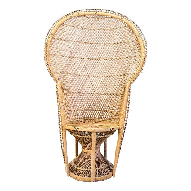 Vintage Wicker Peacock Chair, 1970s For Sale