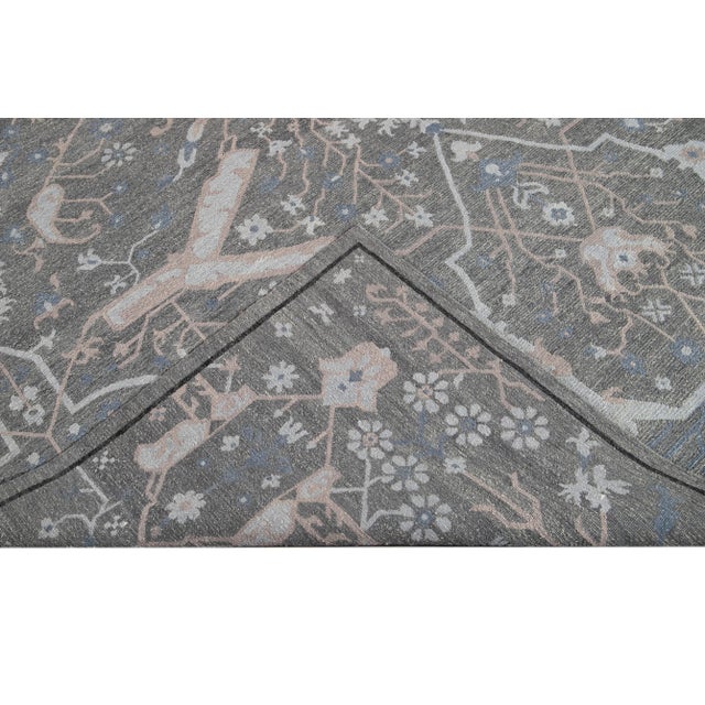 2010s Modern Soumak Rug Oversize Handmade Wool With Allover Gray Design For Sale In New York - Image 6 of 8