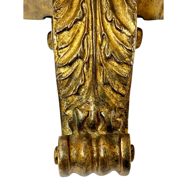 Pair Vintage Italian Neoclassical Giltwood Carved Wall Brackets Sconces For Sale - Image 10 of 10