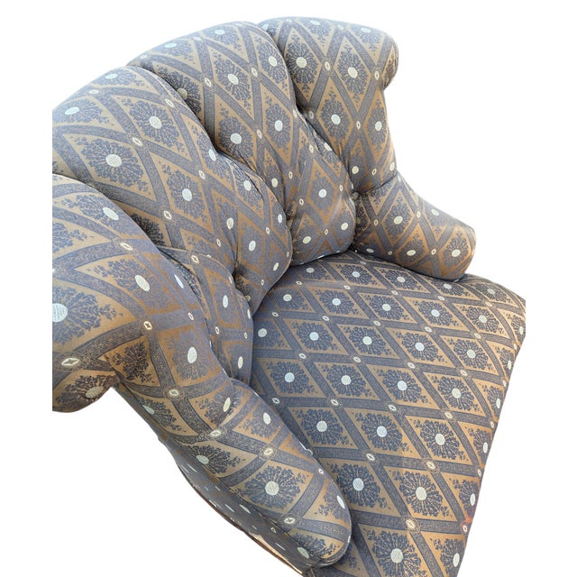 Marge Carson Boudoir Lounge Accent Chair French Tuffed Wingback Armchair Regency For Sale In Philadelphia - Image 6 of 12