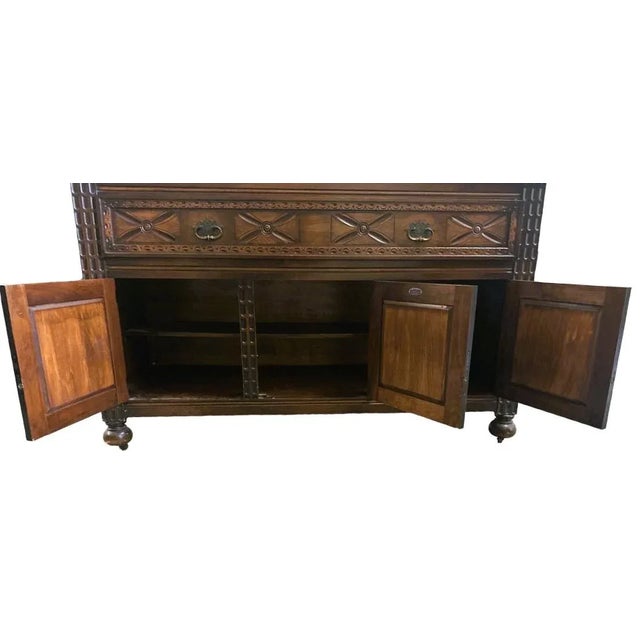 Rare 1920s Baker Furniture Antique Large Spanish Revival 60” Walnut